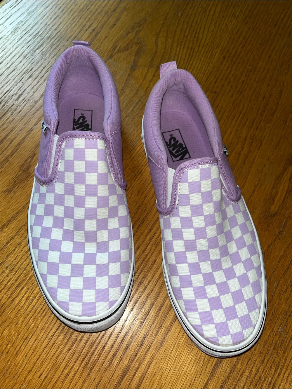 Vans Kids Slip-On Checkerboard Sneakers - Lavender & White
